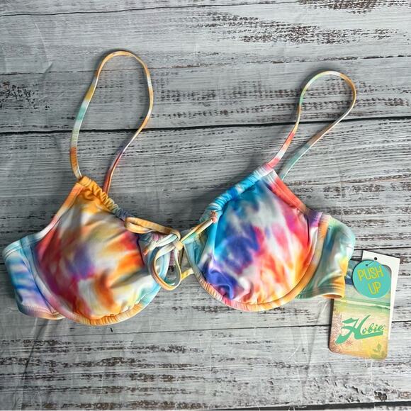 Hobie Women's Large Merrow Underwire Bra Swimsuit Top Ride or Dye Tie Dye NEW - Picture 2 of 10